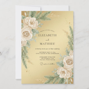 Invitation Mariage d'Hiver Illustre en Or