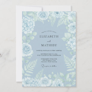 Invitation Mariage d'hiver immaculé bleu poudre