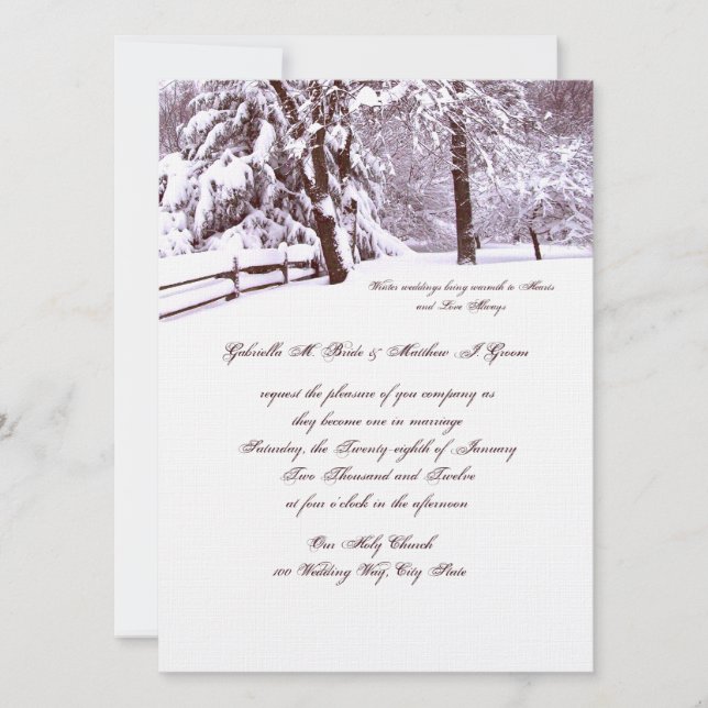 Invitation Mariage d'hiver magnifique (Devant)