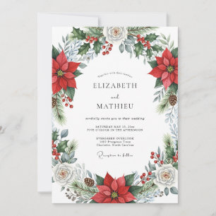 Invitation Mariage d'Hiver Majestueux Cramoisi