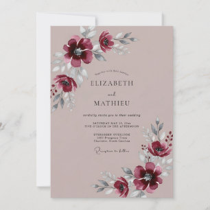 Invitation Mariage d'hiver mauve poli
