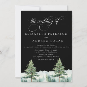 Invitation Mariage d'hiver   Montagnes Rustiques   QR Code In