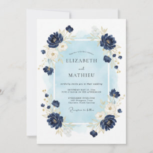 Invitation Mariage d'hiver naval orné