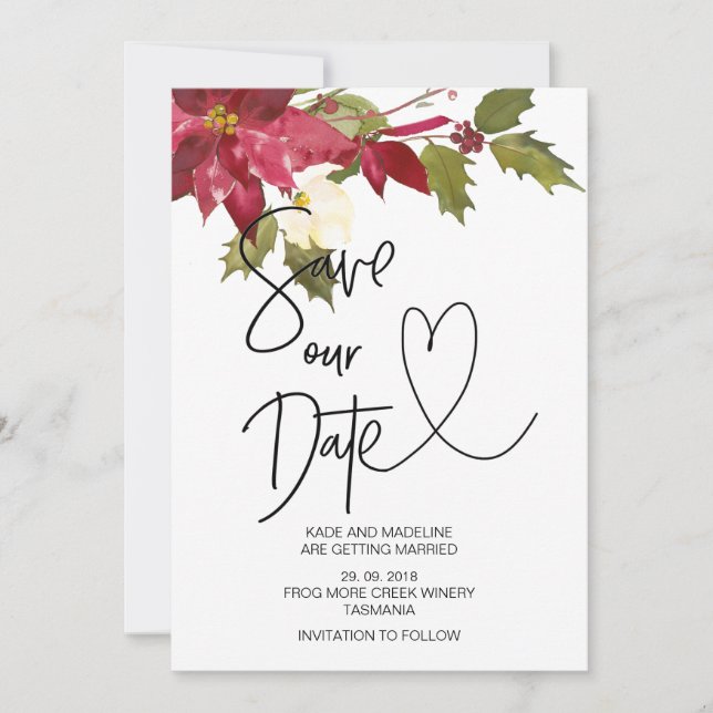 Invitation Mariage d'hiver Noël Sauvegarder notre date (Devant)