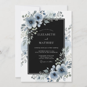 Invitation Mariage d'hiver noir immaculé