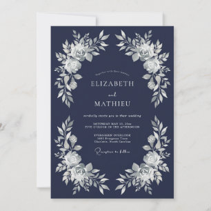 Invitation Mariage d'Hiver Palais Bleu Marine