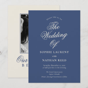 Invitation Mariage d'hiver Photo Navy Poussiéreux Vieille For