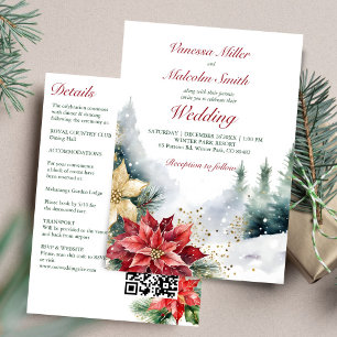 Invitation Mariage d'hiver poinsettia pin tout en un modèle