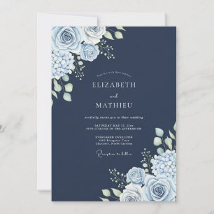 Invitation Mariage d'hiver polaire bleu marine