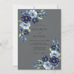 Invitation Mariage d'hiver resplendissant gris charbon