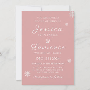 Invitation Mariage d'hiver rose moderne