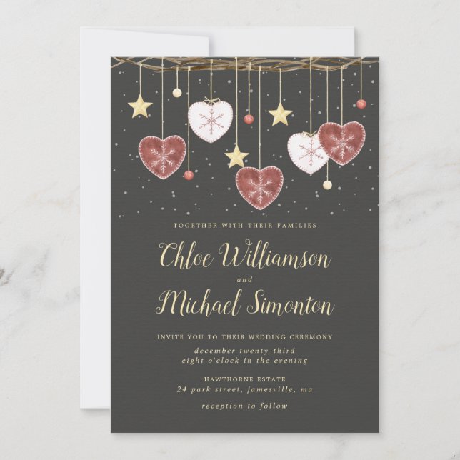 Invitation Mariage d'hiver rustique au coeur du pays (Devant)