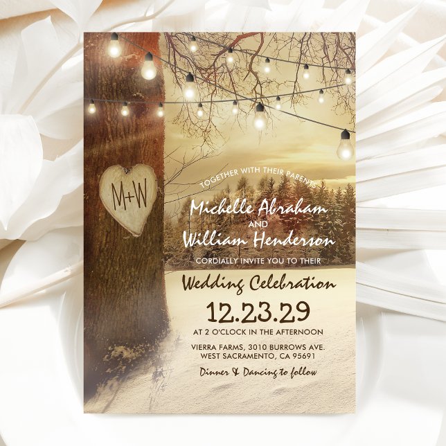 Invitation Mariage d'hiver rustique de Noël (Créateur téléchargé)