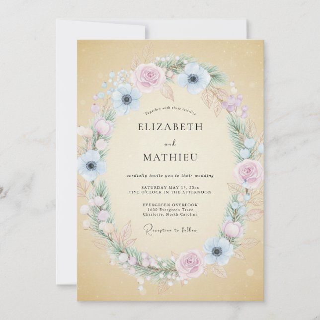 Invitation Mariage d'hiver si délicat (Devant)