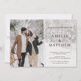 Invitation Mariage d'hiver simple moderne à deux photos