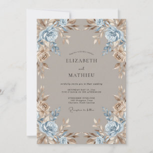 Invitation Mariage d'hiver solennel taupe