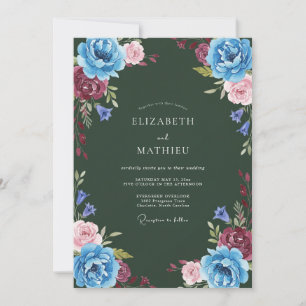 Invitation Mariage d'hiver somptueux vert pin