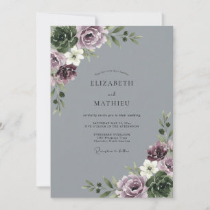Invitation Mariage d'hiver sophistiqué au charbon