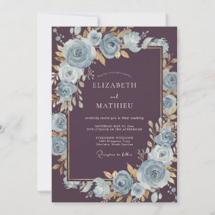 Invitation Mariage d'hiver sophistiqué au plum