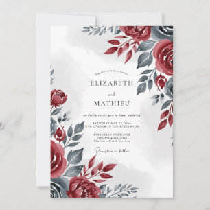 Invitation Mariage d'hiver sophistiqué en Bourgogne