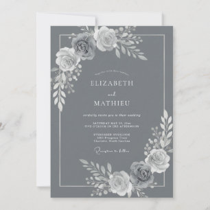 Invitation Mariage d'hiver sophistiqué gris acier