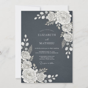 Invitation Mariage d'hiver sophistiqué gris ardoise