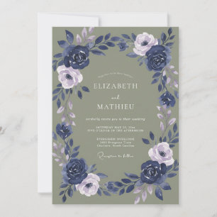 Invitation Mariage d'hiver sophistiqué vert sauge
