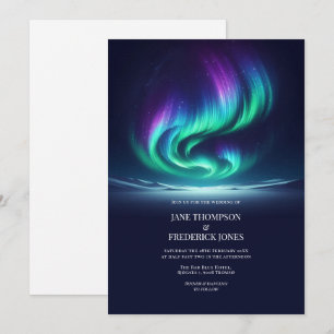 Invitation Mariage d'hiver sous les aurores boréales
