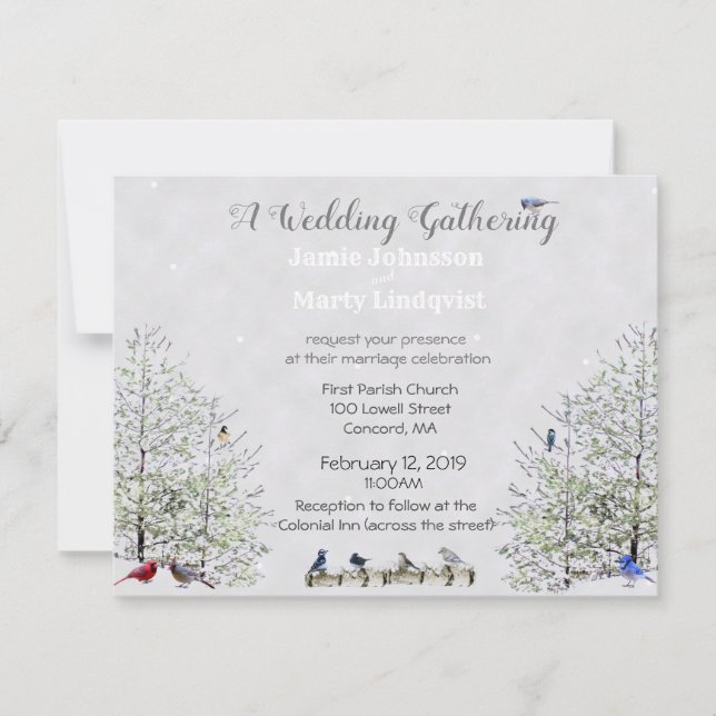 Invitation Mariage d'Hiver-Thème Nature : (Devant)