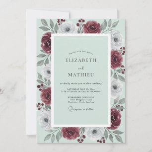 Invitation Mariage d'hiver vert menthe luxuriant