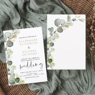 Invitation Mariage d'huile d'or Eucalyptus Greenery