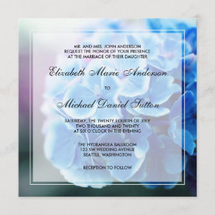 Invitation Mariage d'Hydrangea bleu violet