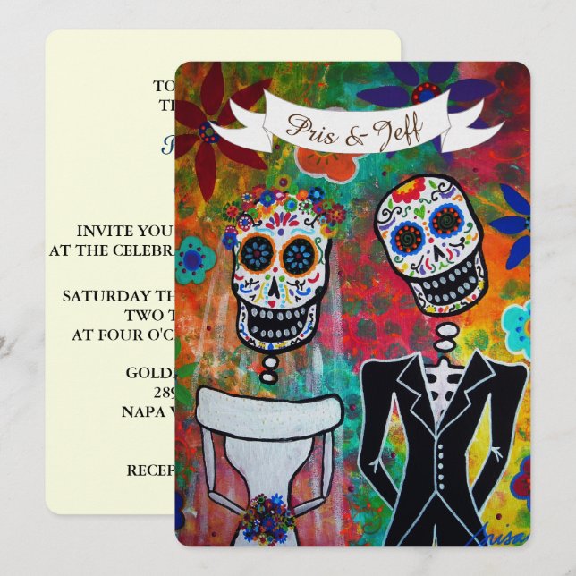 INVITATION MARIAGE DIA DE LOS MUERTOS (Devant / Derrière)