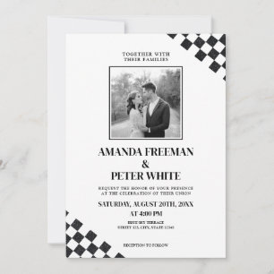 Invitation Mariage Diagonal Black Parties scintillant Bold Ch