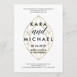 Invitation Mariage diamant géométrique minimaliste moderne Fa