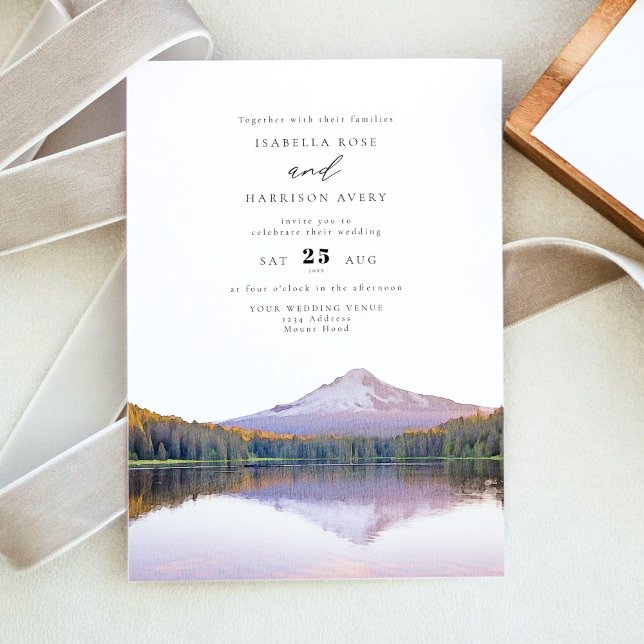 Invitation MARIAGE d'illustration d'aquarelle MONT HOOD (Créateur téléchargé)