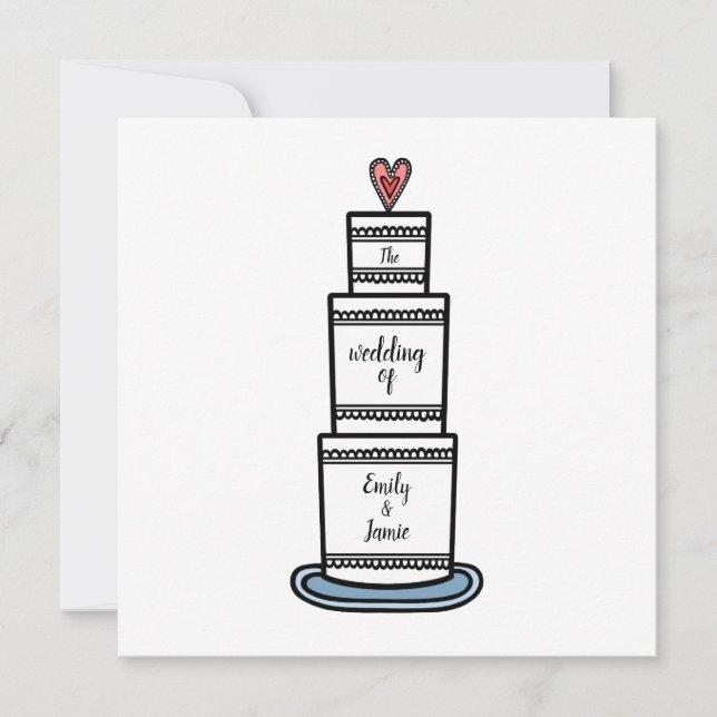 Invitation Mariage d'illustration de gâteau Mariage personnal (Devant)