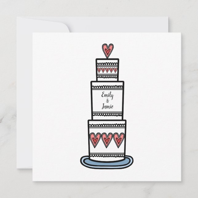 Invitation Mariage d'illustration de gâteau Mariage personnal (Devant)