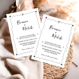 Invitation Mariage d'illustration noir Scribble dessiné à la 