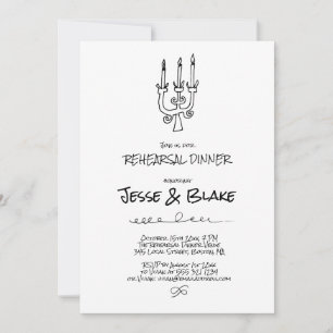 Invitation Mariage d'illustrations de Doodle en noir et blanc