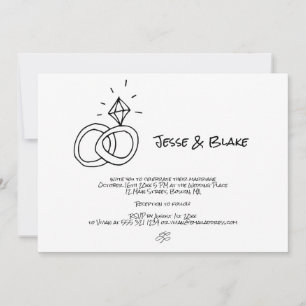 Invitation Mariage d'illustrations de Doodle en noir et blanc