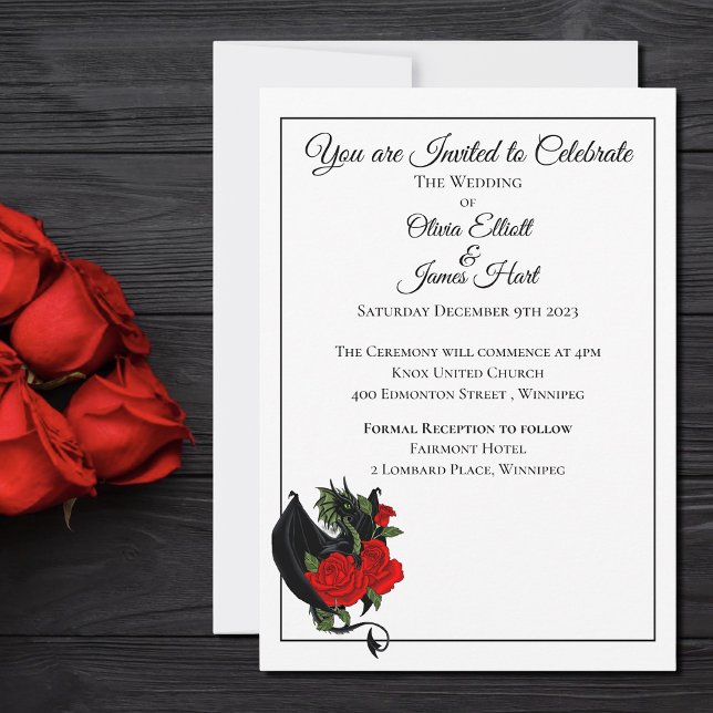 Invitation Mariage d'Imaginaire Black Dragon Red Roses (Créateur téléchargé)