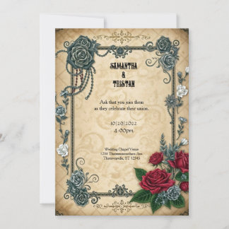 Invitation Mariage d'Imaginaire Goth Rose enchaîné