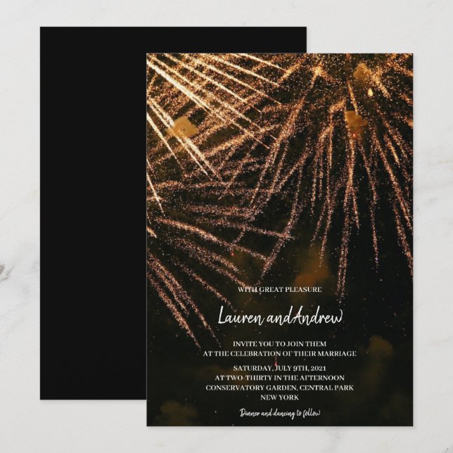 Invitation Mariage d'incendie moderne Lightning (Devant / Derrière)