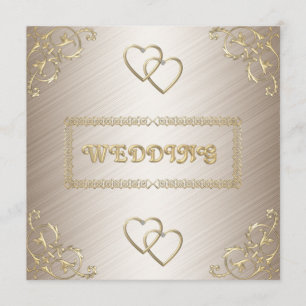 Invitation Mariage d'invitation blanc avec verres d'or