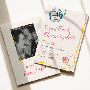 Invitation Mariage disco rétro coloré