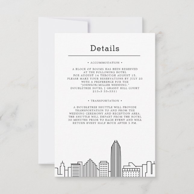 Invitation Mariage d'Oklahoma City | Détails de l'invité (Devant)