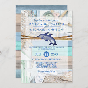 Invitation Mariage Dolphin en bord de mer
