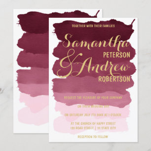 Invitation Mariage d'ombre d'aquarelle de brushstrok de
