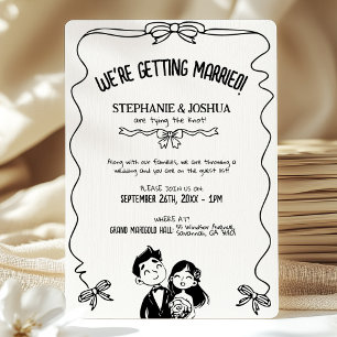 Invitation Mariage Doodle avec deux illustrations